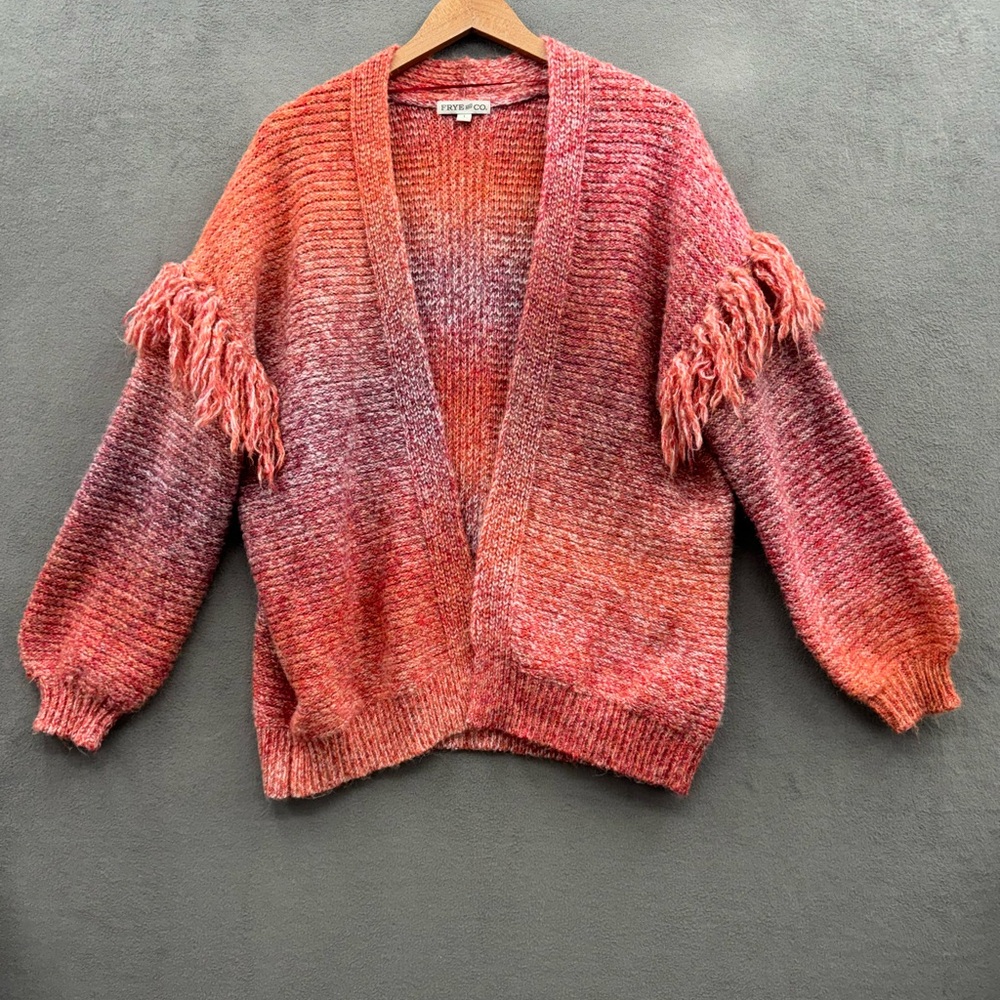Frye and Co Women’s Large Open Front Sweater Fringe Sleeves